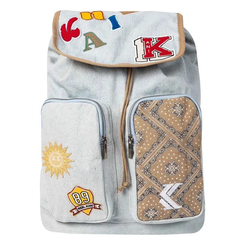 Gewassen denim bedrukte rugzak